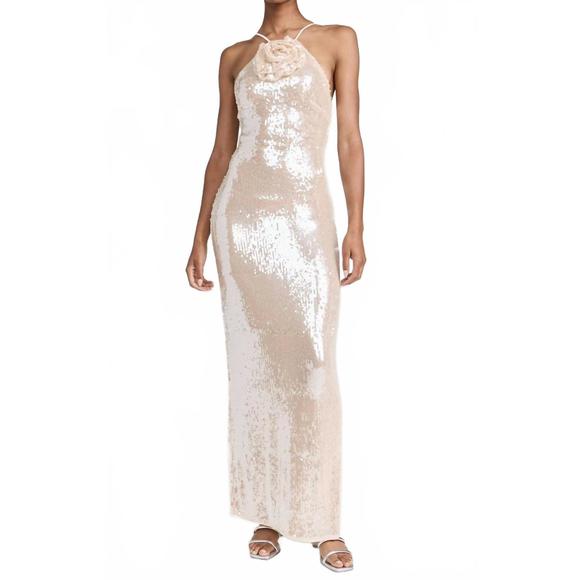 NEW MISHA allegra mxi dress in champagne pink - Picture 1 of 6